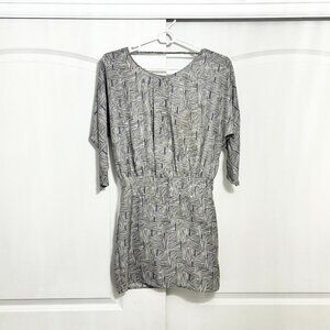 Silence + Noise Black White Blue Edgy Dolman Sleeve Mini Dress, Size 0